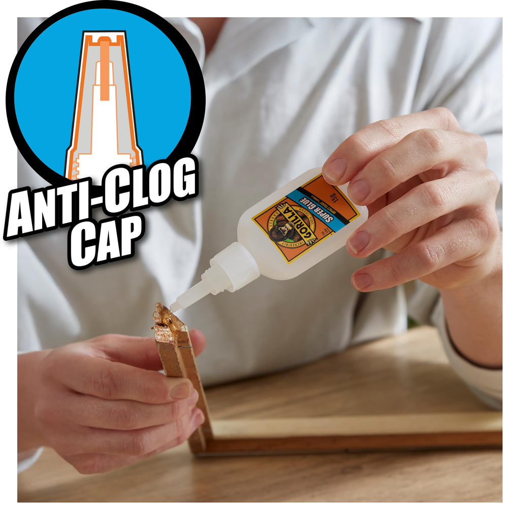 Gorilla Super Glue, 15g – All Purpose, Impact Tough & Fast Setting with Anti-Clog Cap Ideal for Metal, Ceramics, Leather & More