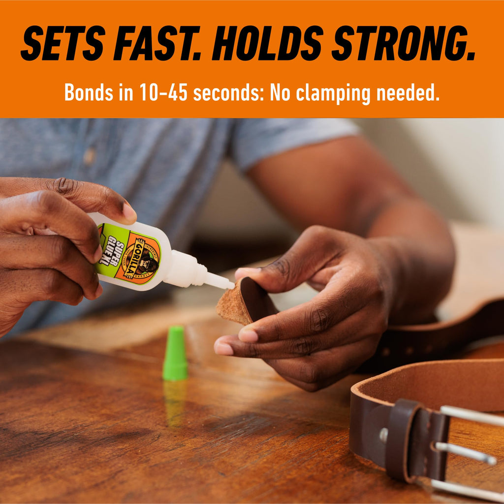 Gorilla Super Glue, 15g – All Purpose, Impact Tough & Fast Setting with Anti-Clog Cap Ideal for Metal, Ceramics, Leather & More