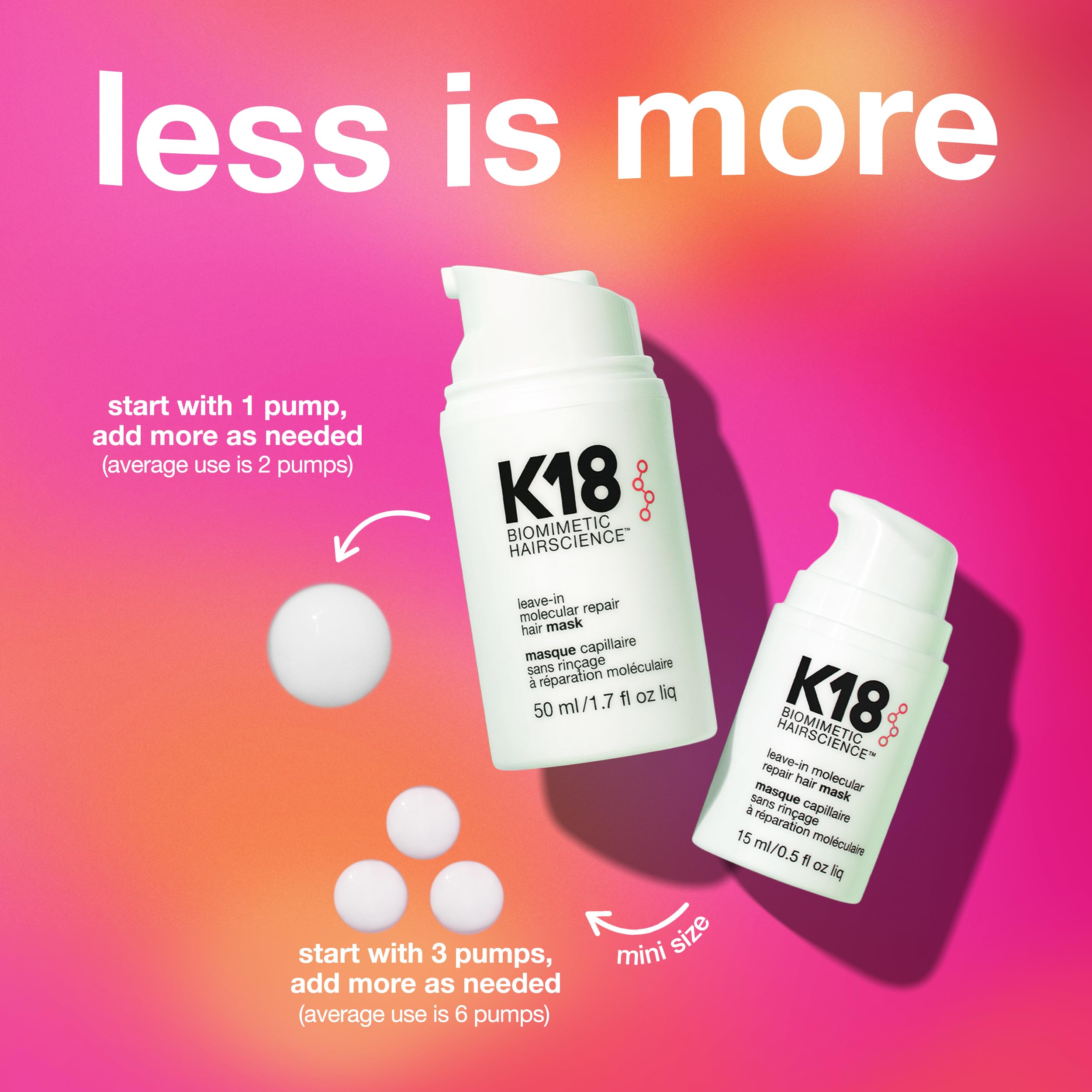 K18 Leave-In Molecular Repair Hair Mask, Patented, Lasting Repair For Dry, Frizzy, Damaged Hair, Reverse Damage In 4 Minutes From Bleach, Color, Chemical Services + Heat