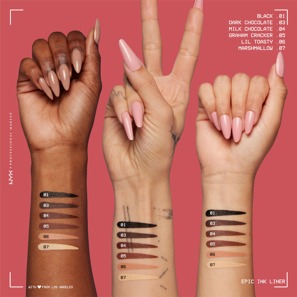 NYX PROFESSIONAL MAKEUP Epic Ink Liner, Waterproof Liquid Eyeliner - Black, Vegan Formula