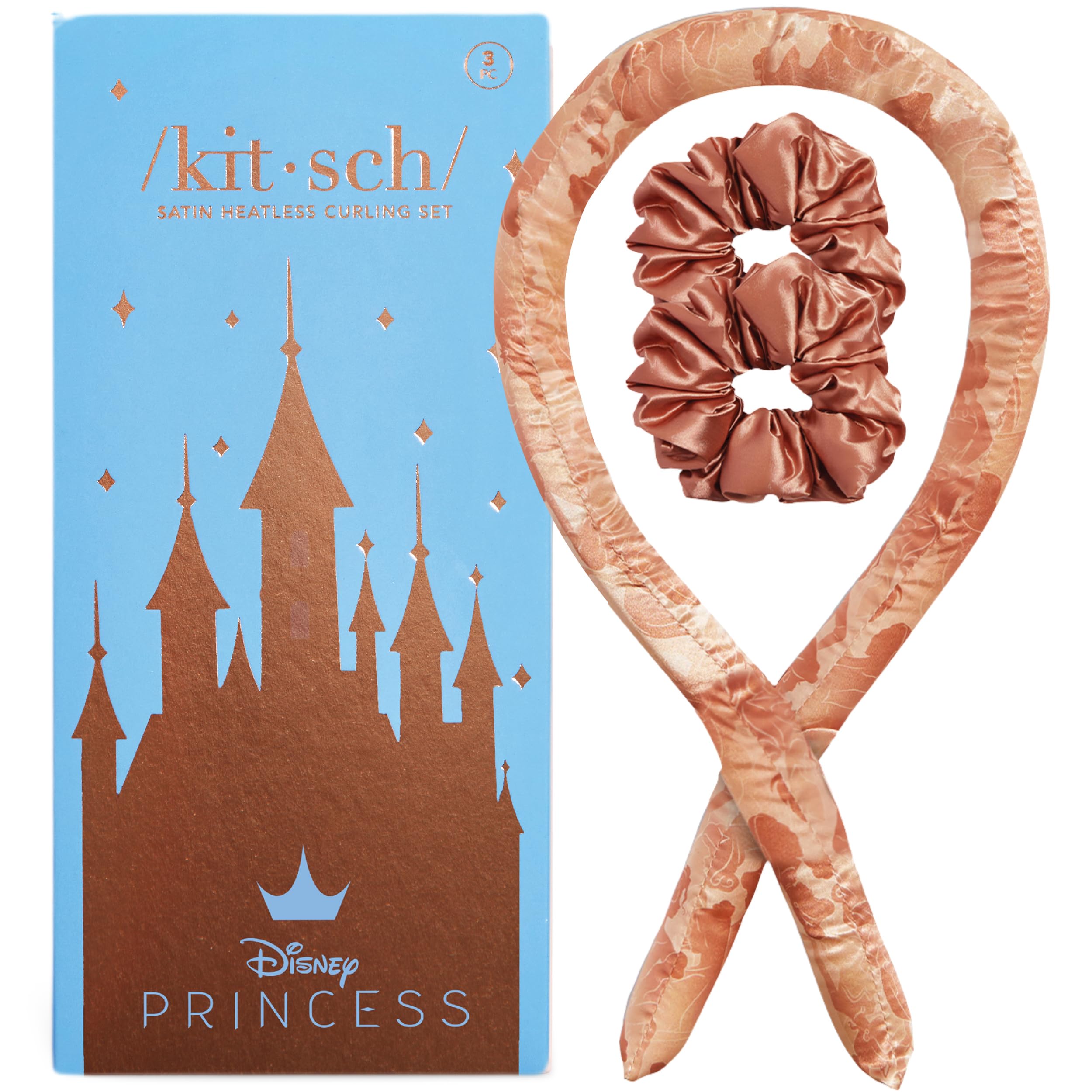 Kitsch Satin Heatless Curlers Set – Heatless Curls Overnight with 34" Hair Curler & 2 Satin Scrunchies – Comfortable Hair Curlers to Sleep In for Frizz-Free, No Heat Damage Styling - Sunset Tie Dye