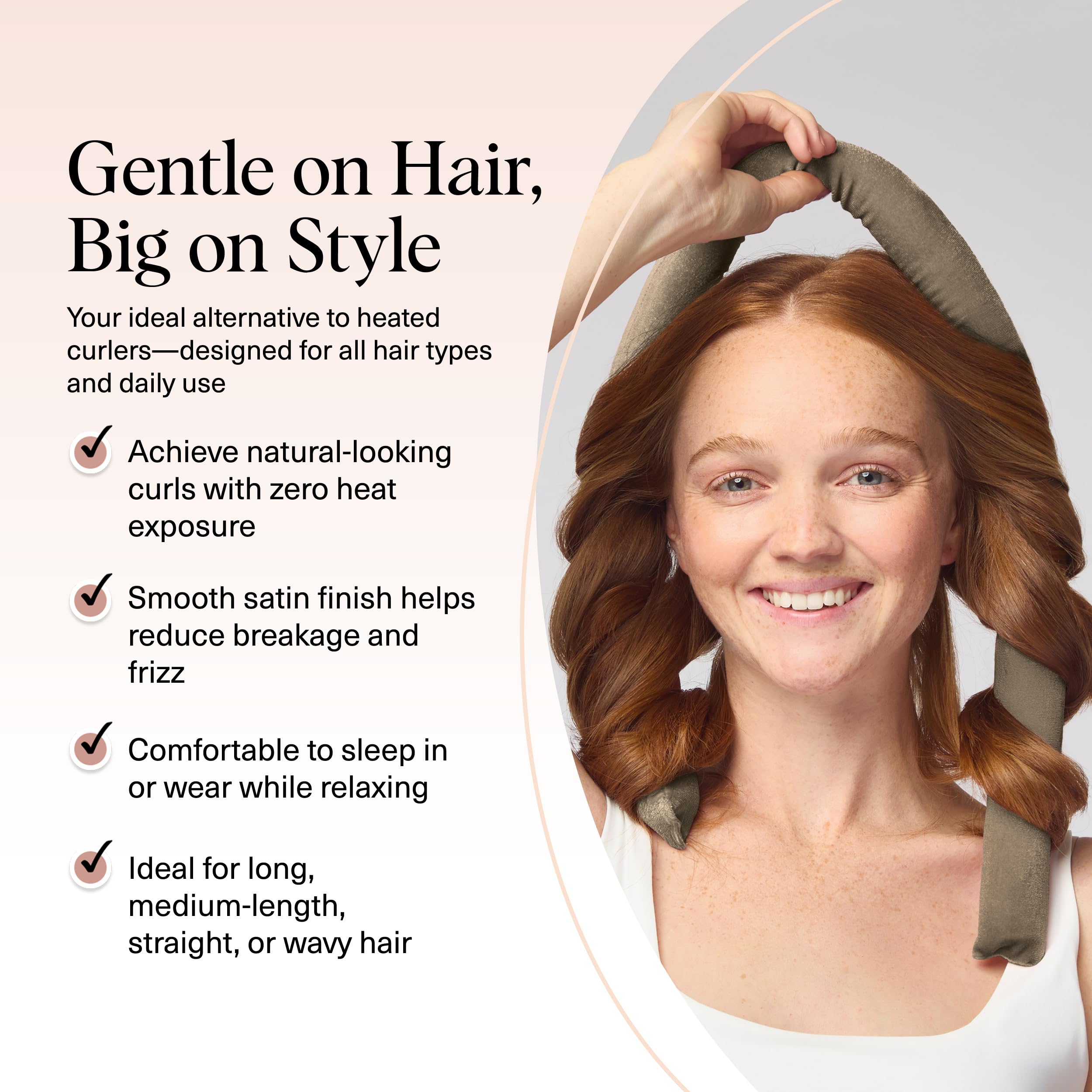 Kitsch Satin Heatless Curlers Set – Heatless Curls Overnight with 34" Hair Curler & 2 Satin Scrunchies – Comfortable Hair Curlers to Sleep In for Frizz-Free, No Heat Damage Styling - Sunset Tie Dye