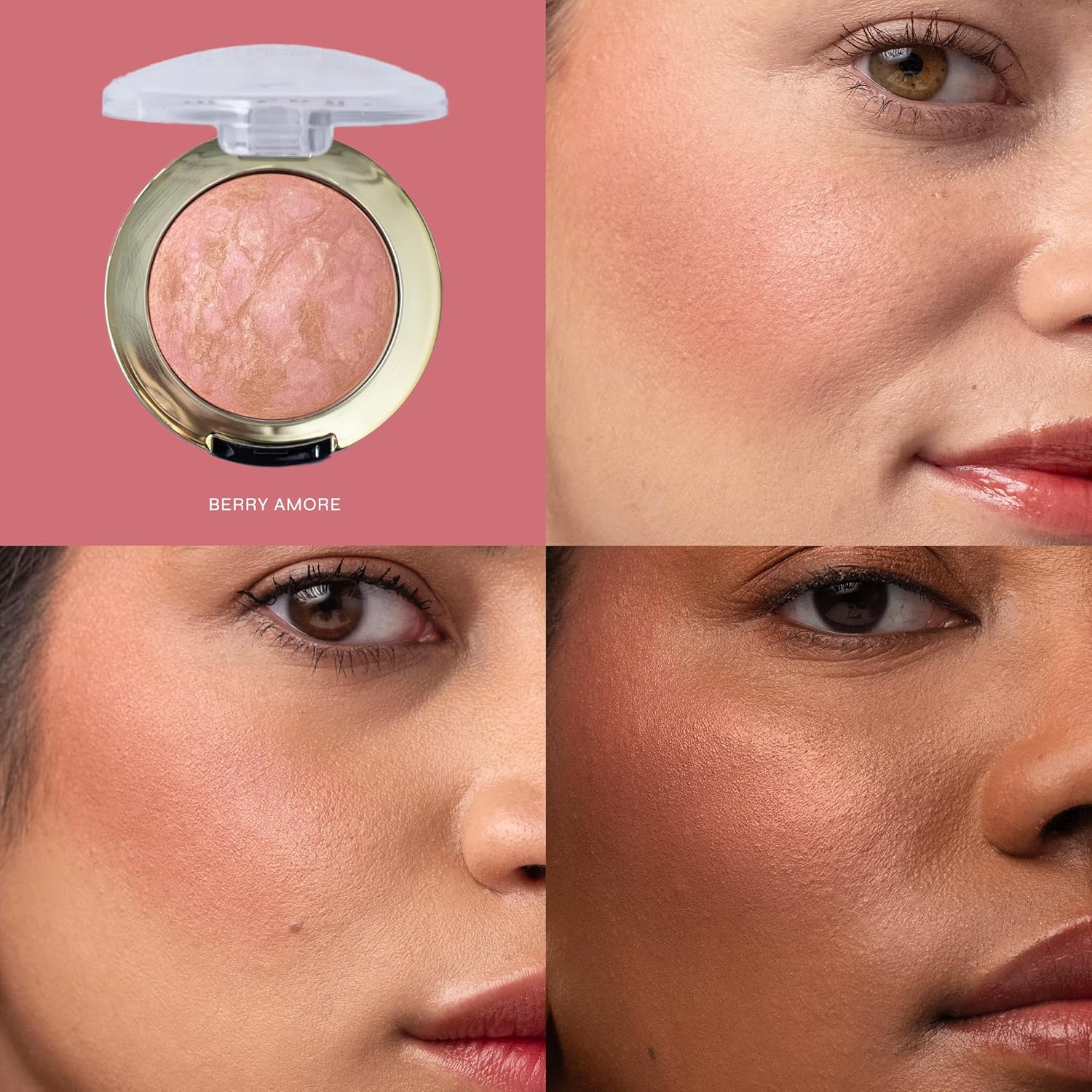 Milani Baked Blush, Updated Powder Blush for Cheeks, Cruelty Free Makeup - Shape, Contour & Highlight Face for a Shimmery or Matte Finish - Berry Amore