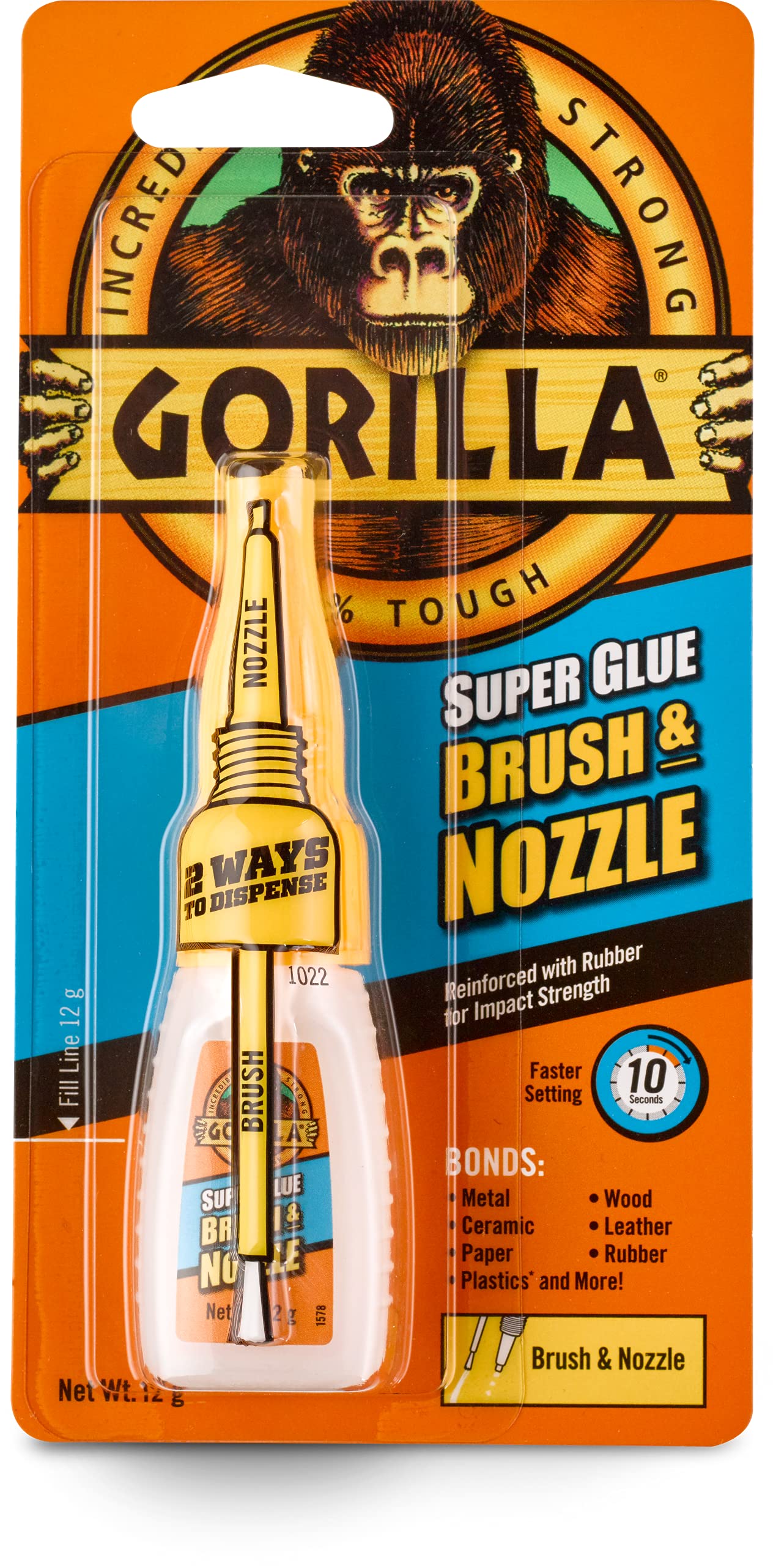Gorilla Super Glue, 15g – All Purpose, Impact Tough & Fast Setting with Anti-Clog Cap Ideal for Metal, Ceramics, Leather & More
