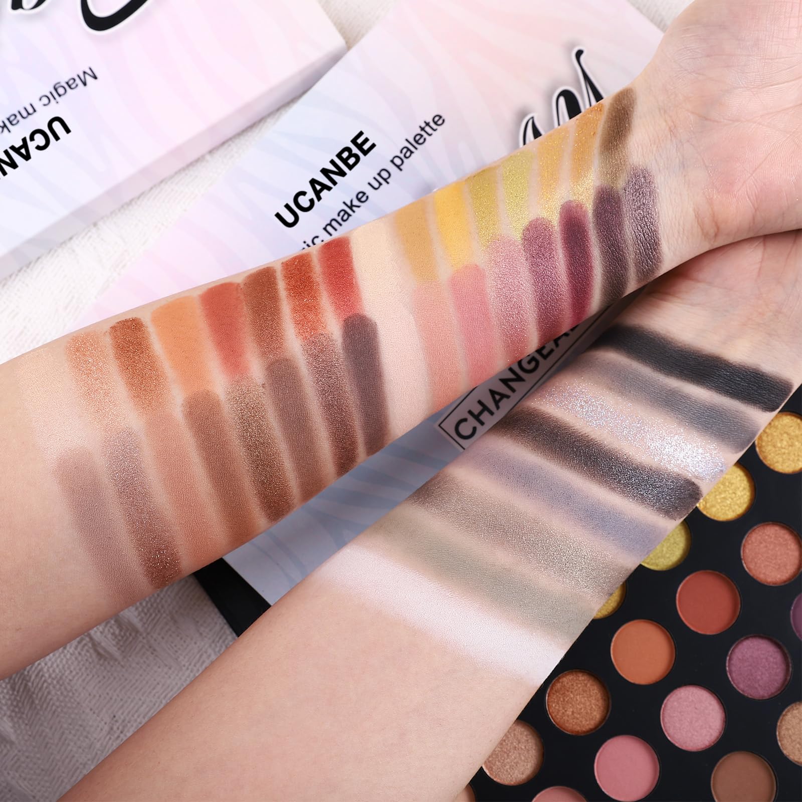 UCANBE Highly Pigmented Eye Makeup Palette, Matte Shimmer Metallic Eyeshadow Pallet Long Lasting Blendable Natural Colors Make Up Eye Shadows Cosmetics Gift Kit