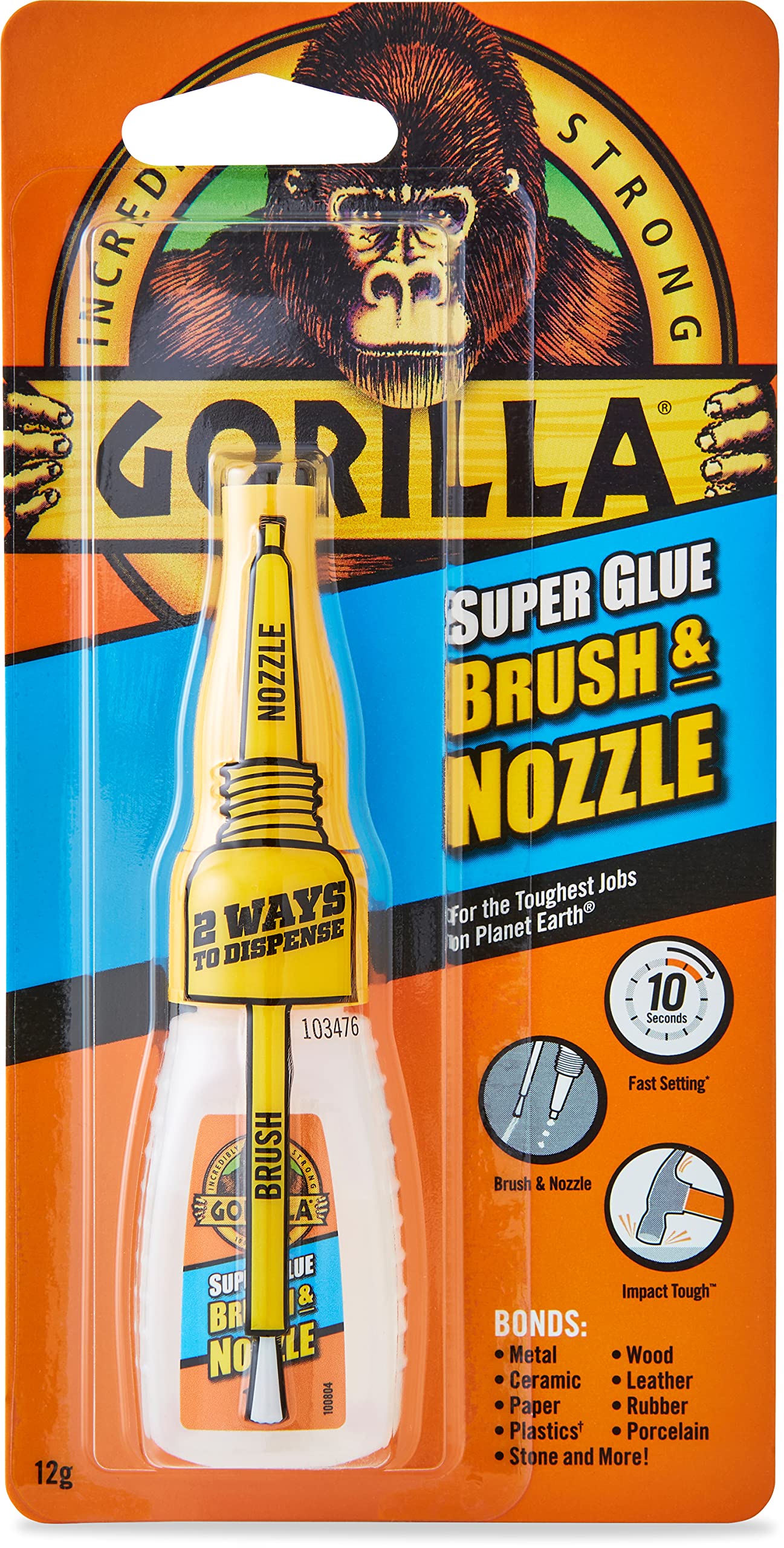 Gorilla Super Glue, 15g – All Purpose, Impact Tough & Fast Setting with Anti-Clog Cap Ideal for Metal, Ceramics, Leather & More