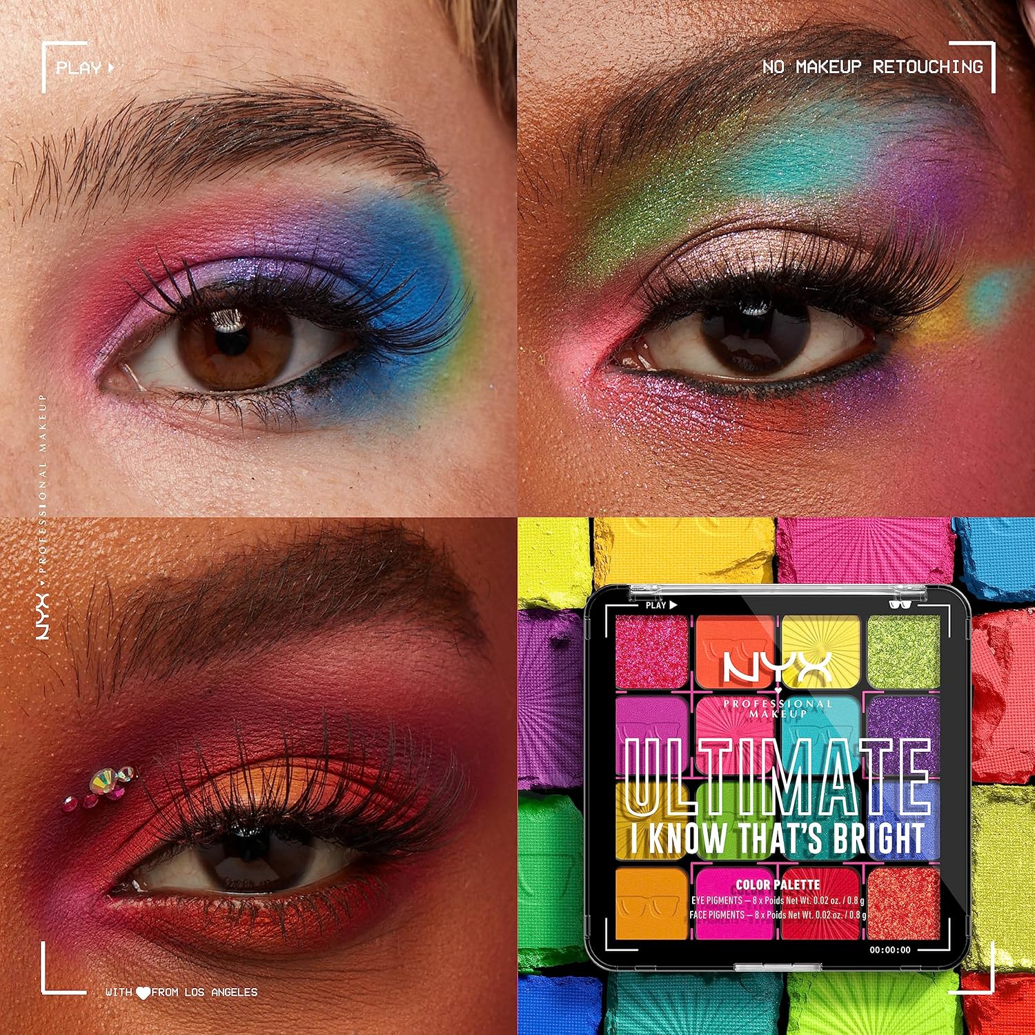 NYX PROFESSIONAL MAKEUP, Ultimate Shadow Palette, Eyeshadow Palette - I Know That's Bright